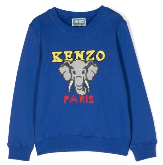 Kenzo Kids Blue Sweatshirt with Elephant Design - Picture 1 of 6